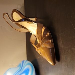 Cole Haan Alicia Sling Saddle Gold Bronze Shoes size 8